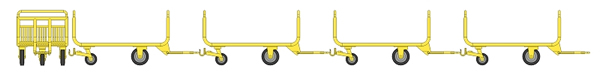 REE Modeles XB-012 - SET of 4 metallic luggage trolley - Yellow